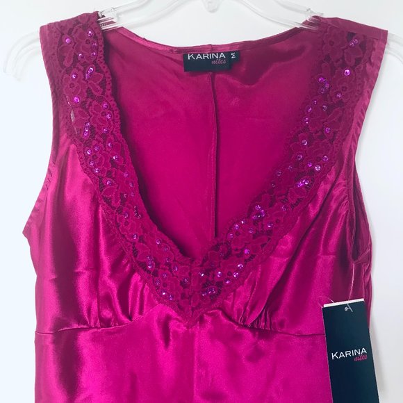 KARINA nites fuchsia sexy satin camisole top - Picture 5 of 8